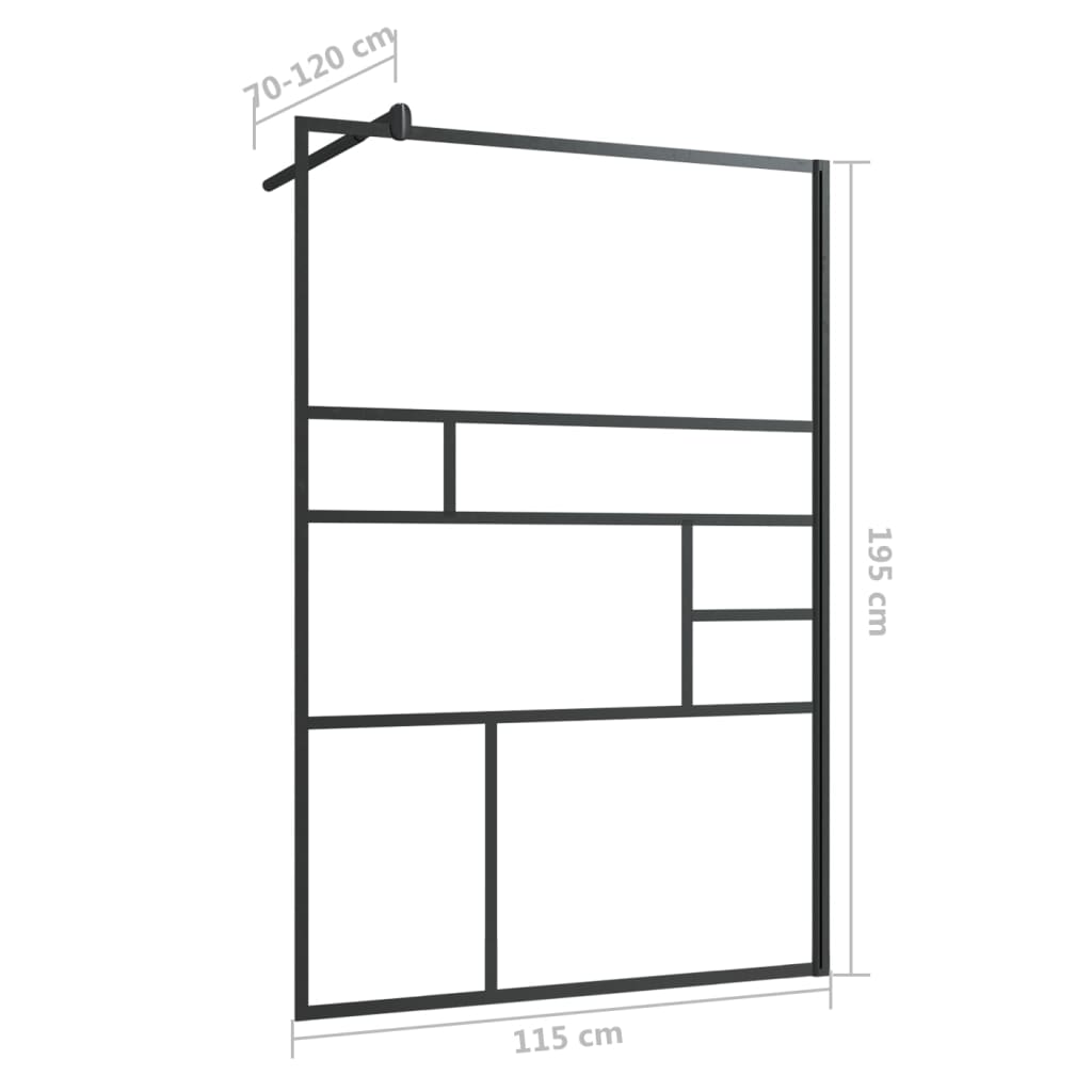 150755 vidaXL Walk-in Shower Wall with Clear ESG Glass 115x195 cm Black