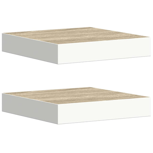Floating Wall Shelves 2 pcs Oak and White 23x23.5x3.8 cm MDF Floating Wall Shelves 2 pcs Oak and White 23x23.5x3.8 cm MDF