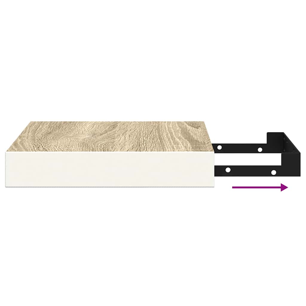 Floating Wall Shelves 2 pcs Oak and White 23x23.5x3.8 cm MDF