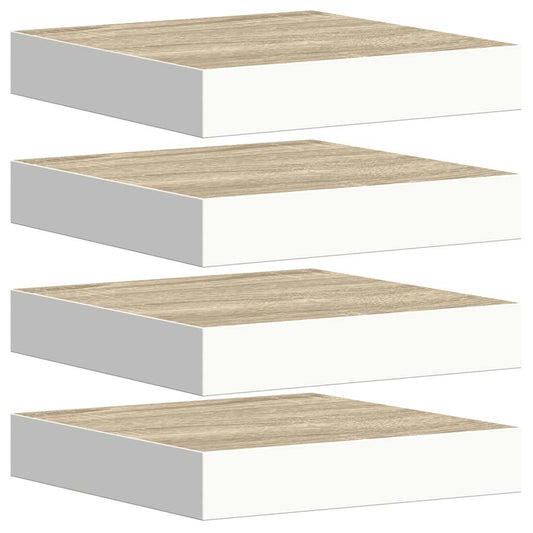 Floating Wall Shelves 4 pcs Oak and White 23x23.5x3.8 cm MDF Floating Wall Shelves 4 pcs Oak and White 23x23.5x3.8 cm MDF