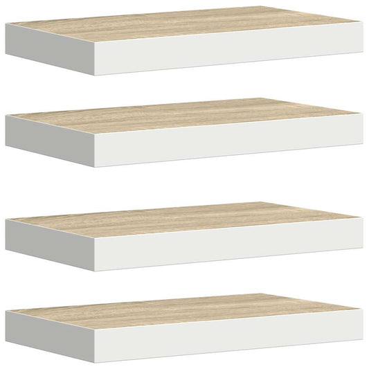 Floating Wall Shelves 4 pcs Oak and White 50x23x3.8 cm MDF Floating Wall Shelves 4 pcs Oak and White 50x23x3.8 cm MDF