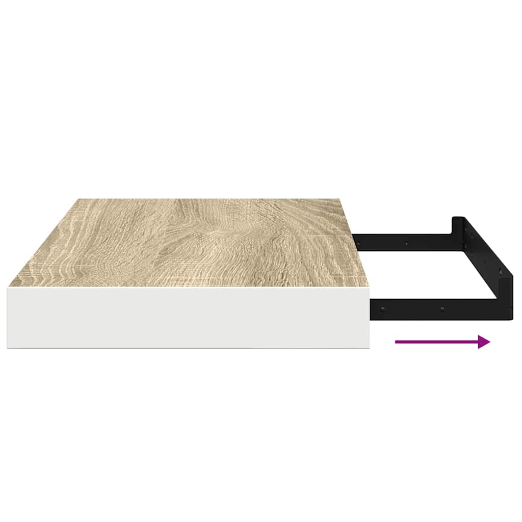 Floating Wall Shelves 4 pcs Oak and White 50x23.5x3.8 cm MDF