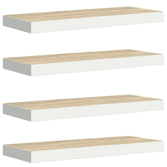 Floating Wall Shelves 4 pcs Oak and White 60x23.5x3.8 cm MDF Floating Wall Shelves 4 pcs Oak and White 60x23.5x3.8 cm MDF