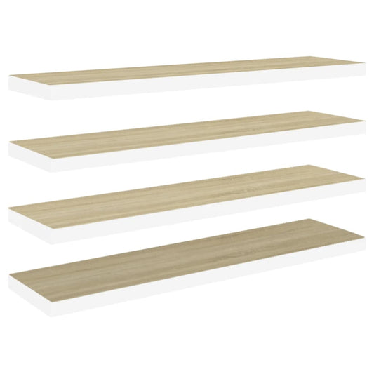 Floating Wall Shelves 4 pcs Oak and White 90x23.5x3.8 cm MDF Floating Wall Shelves 4 pcs Oak and White 90x23.5x3.8 cm MDF
