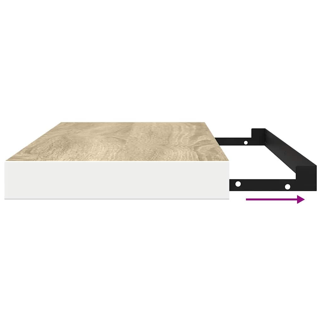 Floating Wall Shelves 4 pcs Oak and White 90x23.5x3.8 cm MDF