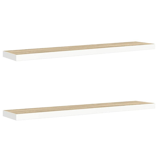 326586 vidaXL Floating Wall Shelves 2 pcs Oak and White 120x23,5x3,8 cm MDF 326586 vidaXL Floating Wall Shelves 2 pcs Oak and White 120x23,5x3,8 cm MDF
