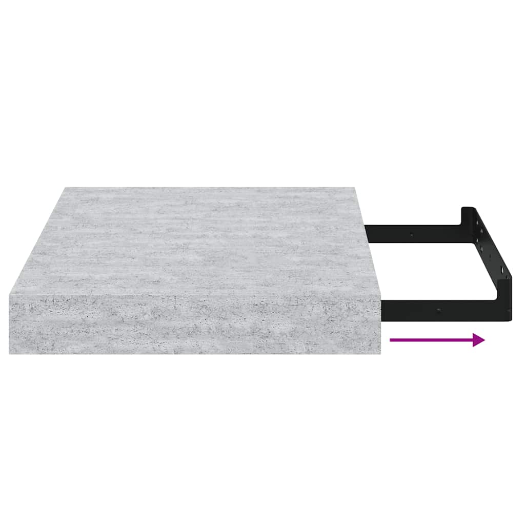 Floating Wall Shelves 2 pcs Concrete Grey 23x23.5x3.8 cm MDF