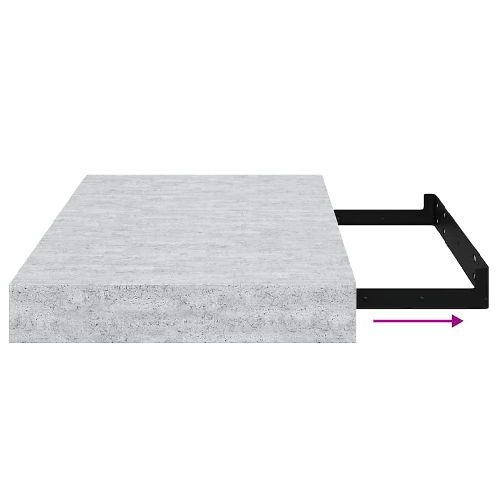 Floating Wall Shelves 2 pcs Concrete Grey 40x23x3.8 cm MDF