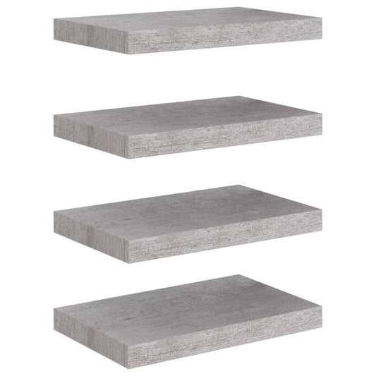 Floating Wall Shelves 4 pcs Concrete Grey 40x23x3.8 cm MDF Floating Wall Shelves 4 pcs Concrete Grey 40x23x3.8 cm MDF