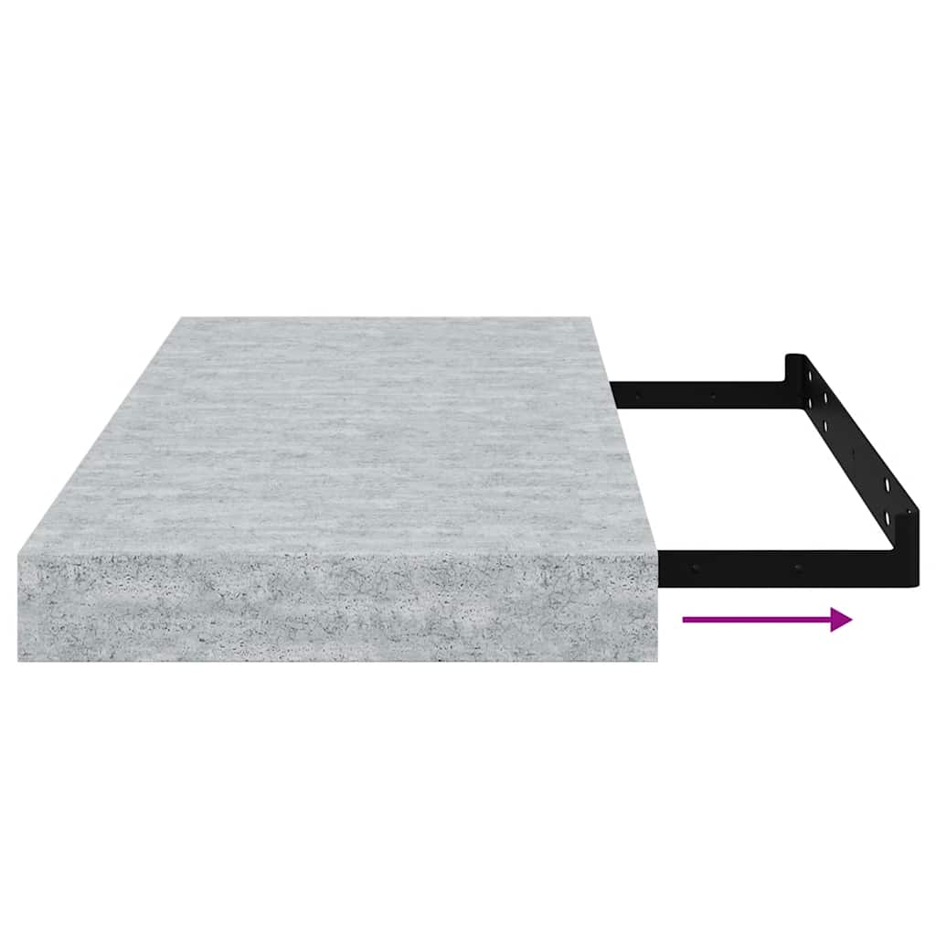 Floating Wall Shelves 2 pcs Concrete Grey 50x23.5x3.8 cm MDF