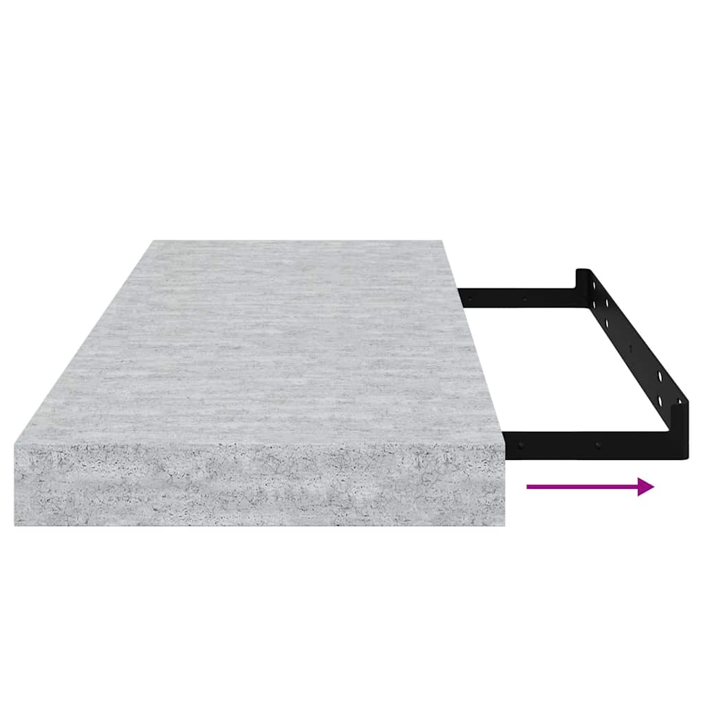 Floating Wall Shelves 2 pcs Concrete Grey 60x23.5x3.8 cm MDF