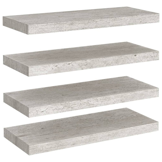 Floating Wall Shelves 4 pcs Concrete Grey 60x23.5x3.8 cm MDF Floating Wall Shelves 4 pcs Concrete Grey 60x23.5x3.8 cm MDF