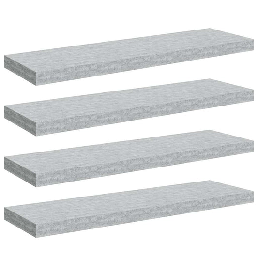 Floating Wall Shelves 4 pcs Concrete Grey 80x23.5x3.8 cm MDF Floating Wall Shelves 4 pcs Concrete Grey 80x23.5x3.8 cm MDF
