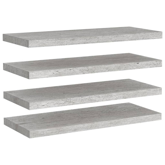 Floating Wall Shelves 4 pcs Concrete Grey 80x23.5x3.8 cm MDF Floating Wall Shelves 4 pcs Concrete Grey 80x23.5x3.8 cm MDF