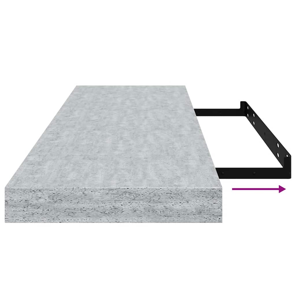 Floating Wall Shelves 4 pcs Concrete Grey 80x23.5x3.8 cm MDF