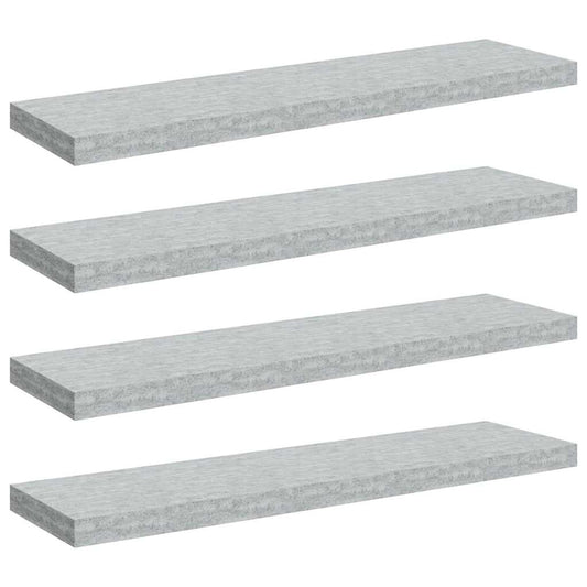 Floating Wall Shelves 4 pcs Concrete Grey 90x23.5x3.8 cm MDF Floating Wall Shelves 4 pcs Concrete Grey 90x23.5x3.8 cm MDF