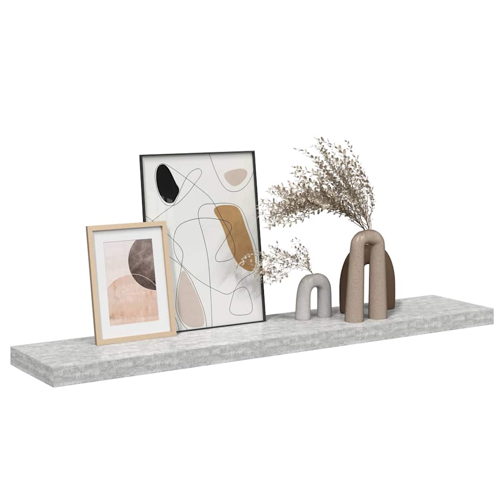 326606 vidaXL Floating Wall Shelf Concrete Grey 120x23,5x3,8 cm MDF