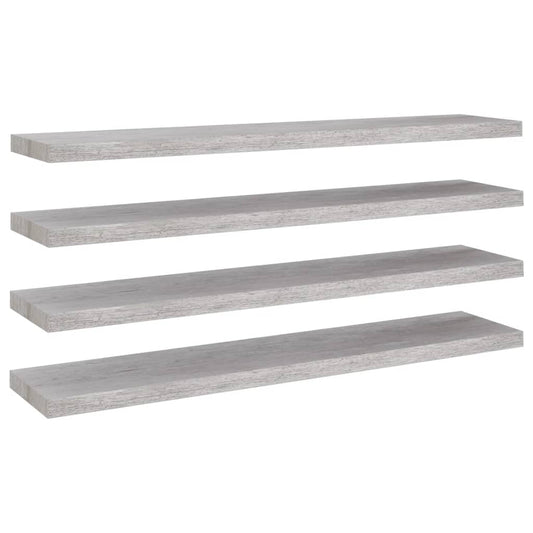 Floating Wall Shelves 4 pcs Concrete Grey 120x23.5x3.8 cm MDF Floating Wall Shelves 4 pcs Concrete Grey 120x23.5x3.8 cm MDF