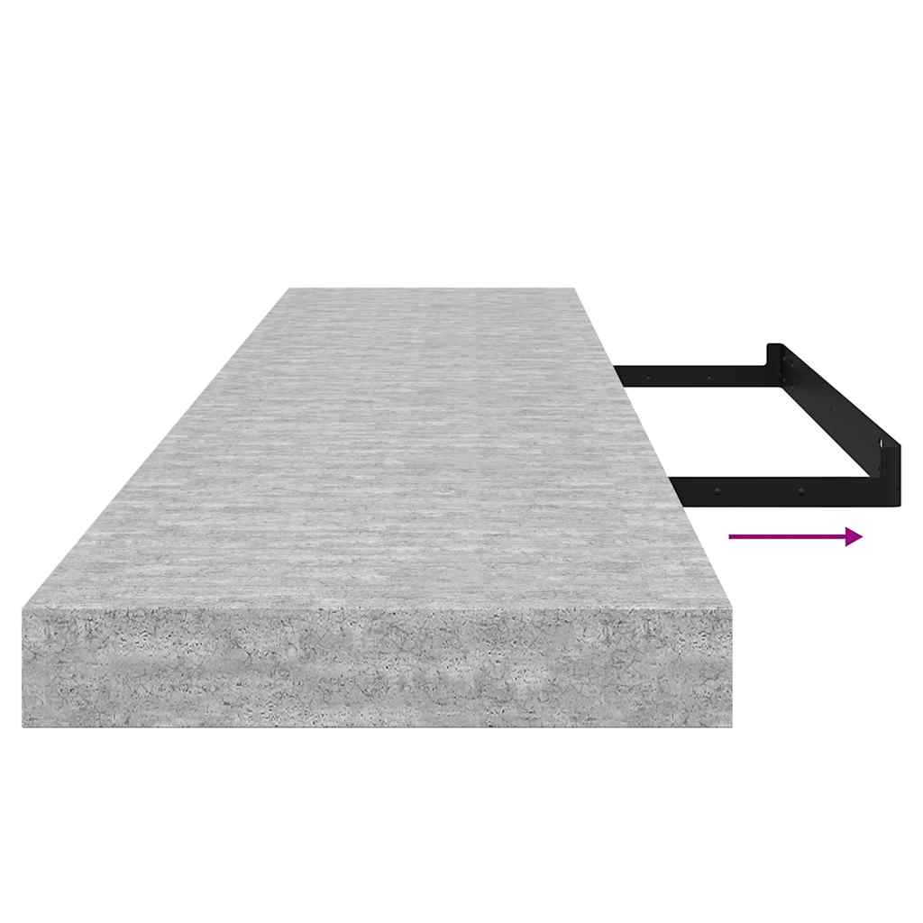 326608 vidaXL Floating Wall Shelves 4 pcs Concrete Grey 120x23,5x3,8 cm MDF