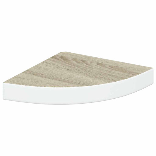 Wall Corner Shelf Oak and White 25x25x3.8 cm MDF Wall Corner Shelf Oak and White 25x25x3.8 cm MDF