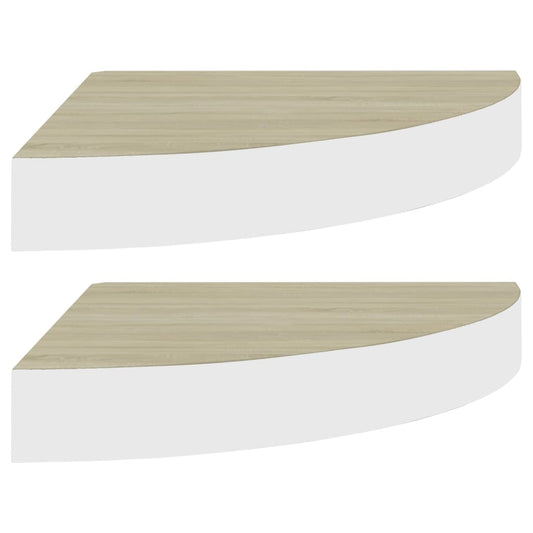 Wall Corner Shelves 2 pcs Oak and White 25x25x3.8 cm MDF Wall Corner Shelves 2 pcs Oak and White 25x25x3.8 cm MDF