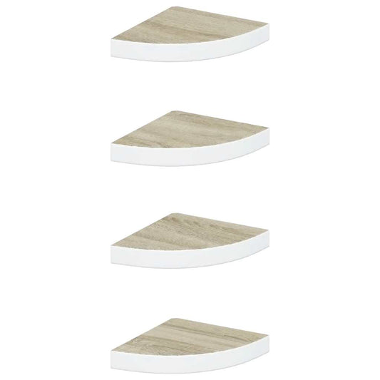 Wall Corner Shelves 4 pcs Oak and White 25x25x3.8 cm MDF Wall Corner Shelves 4 pcs Oak and White 25x25x3.8 cm MDF