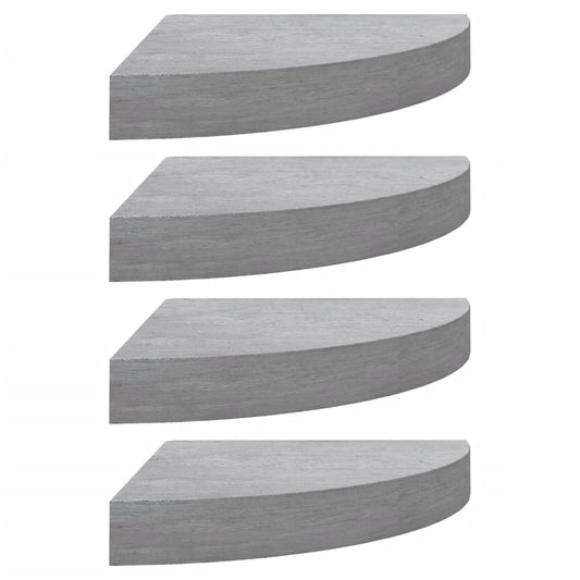 Wall Corner Shelves 4 pcs Concrete Grey 25x25x3.8 cm MDF Wall Corner Shelves 4 pcs Concrete Grey 25x25x3.8 cm MDF