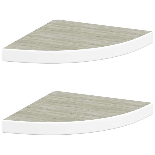Wall Corner Shelves 2 pcs Oak and White 35x35x3.8 cm MDF Wall Corner Shelves 2 pcs Oak and White 35x35x3.8 cm MDF