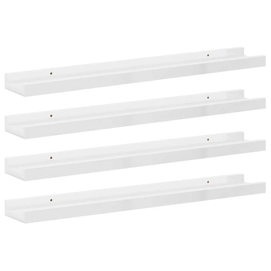 Wall Shelves 4 pcs High Gloss White 60x9x3 cm Wall Shelves 4 pcs High Gloss White 60x9x3 cm