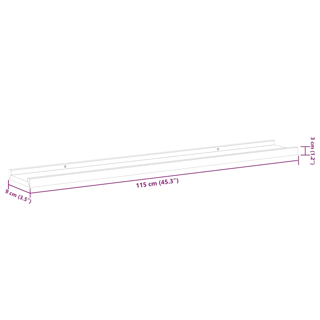 326657 vidaXL Wall Shelves 4 pcs High Gloss White 115x9x3 cm