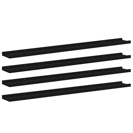 Wall Shelves 4 pcs Black 100x9x3 cm Wall Shelves 4 pcs Black 100x9x3 cm