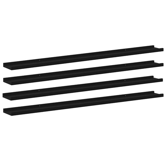 Wall Shelves 4 pcs Black 115x9x3 cm Wall Shelves 4 pcs Black 115x9x3 cm