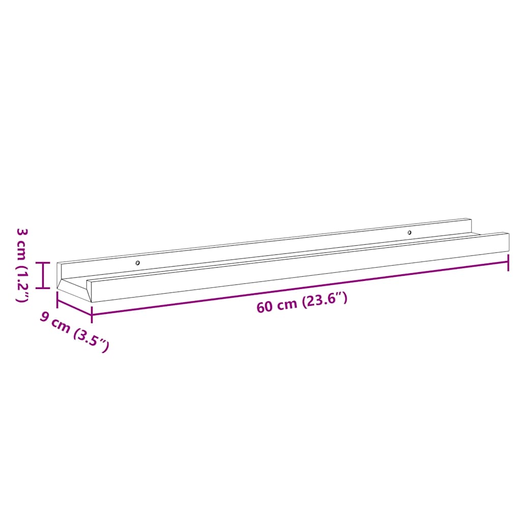 Wall Shelves 2 pcs Sonoma Oak 60x9x3 cm