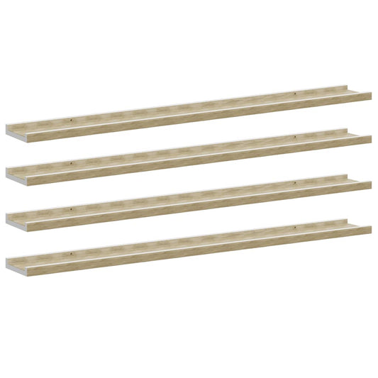 Wall Shelves 4 pcs White and Sonoma Oak 100x9x3 cm Wall Shelves 4 pcs White and Sonoma Oak 100x9x3 cm