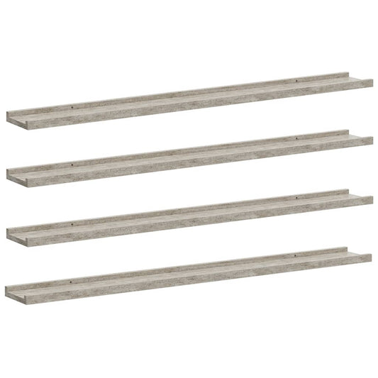 Wall Shelves 4 pcs Concrete Grey 100x9x3 cm Wall Shelves 4 pcs Concrete Grey 100x9x3 cm