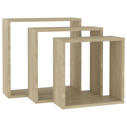 Wall Cube Shelves 3 pcs Sonoma Oak Wall Cube Shelves 3 pcs Sonoma Oak
