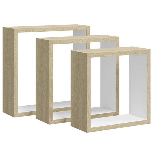 Wall Cube Shelves 3 pcs White and Sonoma Oak Wall Cube Shelves 3 pcs White and Sonoma Oak