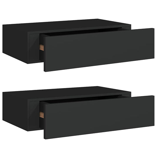 Wall-mounted Drawer Shelves 2 pcs Black 40x23.5x10cm MDF Wall-mounted Drawer Shelves 2 pcs Black 40x23.5x10cm MDF
