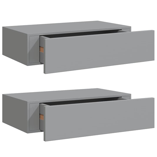 Wall-mounted Drawer Shelves 2 pcs Grey 40x23.5x10cm MDF Wall-mounted Drawer Shelves 2 pcs Grey 40x23.5x10cm MDF