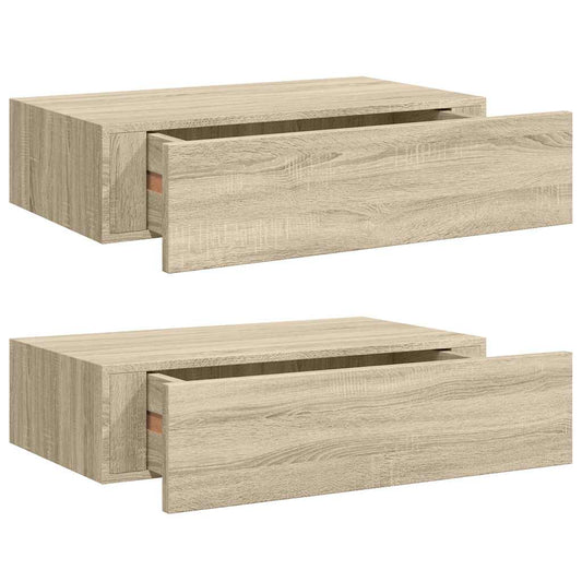 Wall-mounted Drawer Shelves 2 pcs Oak 40x23.5x10cm MDF Wall-mounted Drawer Shelves 2 pcs Oak 40x23.5x10cm MDF