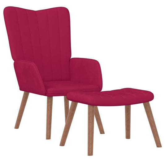 Relaxing Chair with a Stool Wine Red Velvet Relaxing Chair with a Stool Wine Red Velvet