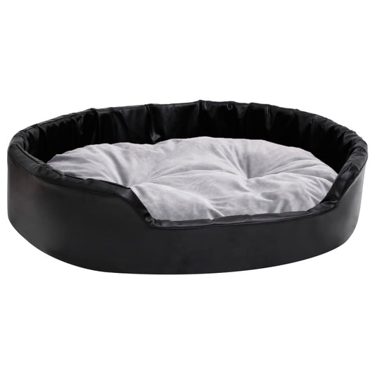 Dog Bed Black and Grey 90x79x20 cm Plush and Faux Leather Dog Bed Black and Grey 90x79x20 cm Plush and Faux Leather