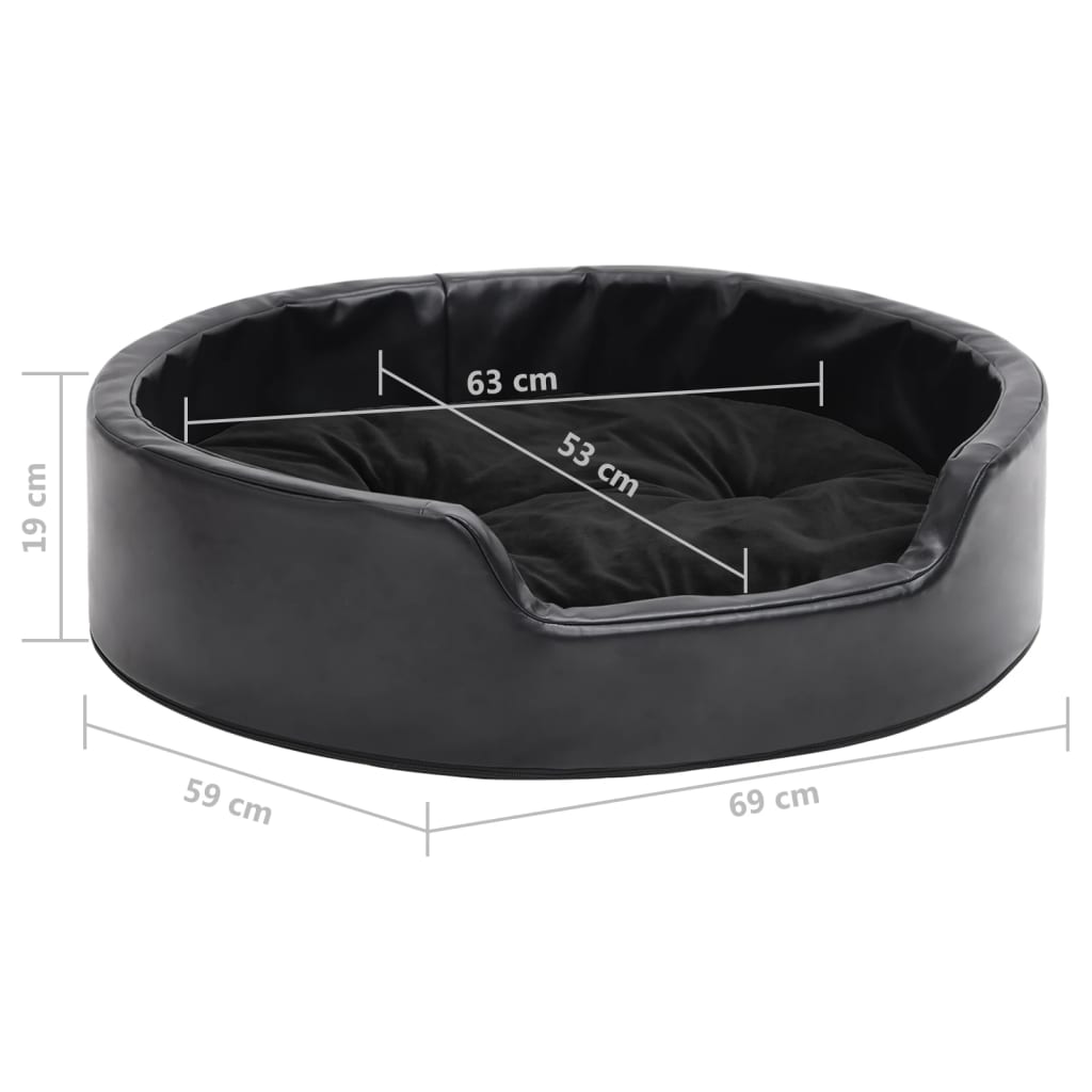 Dog Bed | Black | Faux leather, plush | 69x59x19 cm | Dog Bed