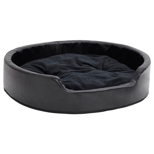 Dog Bed Black 79x70x19 cm Plush and Faux Leather Dog Bed Black 79x70x19 cm Plush and Faux Leather