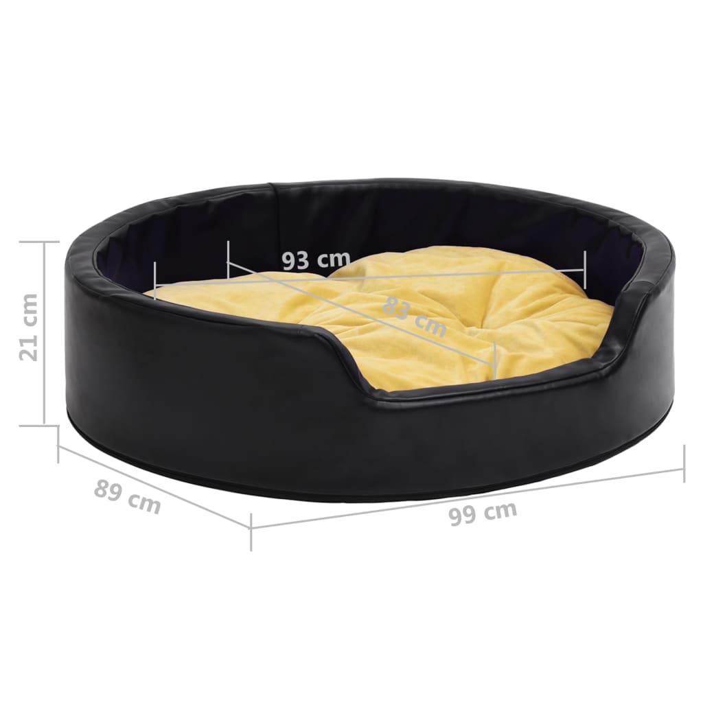 Dog Bed | Black | Faux Leather | 99x89x21 cm | Dog Bed | Round