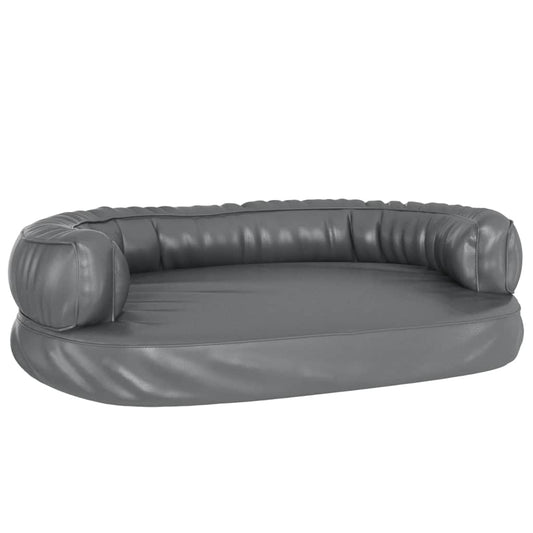 Dog Bed | Grey | Faux leather (100% polyurethane) | 75x53 cm | Ergonomic Dog Bed | Grey | Faux leather (100% polyurethane) | 75x53 cm | Ergonomic