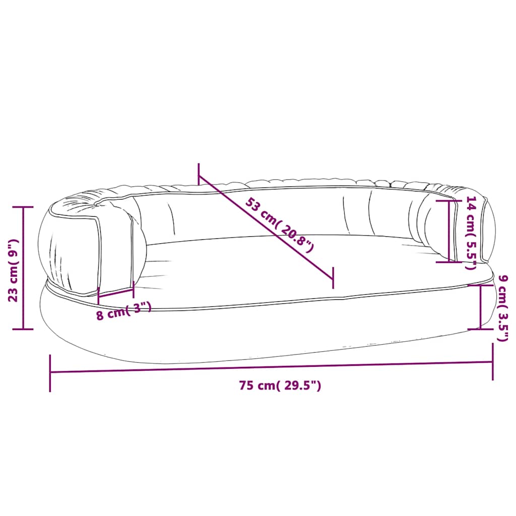 Dog Bed | Grey | Faux leather (100% polyurethane) | 75x53 cm | Ergonomic