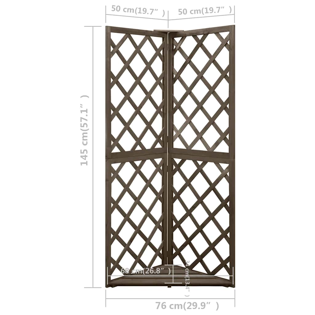 316408 vidaXL Corner Trellis Grey 50x50x145 cm Solid Fir Wood