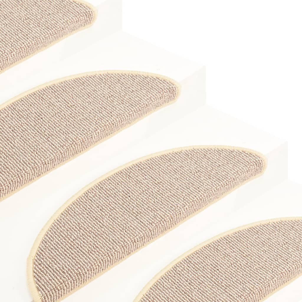 Stair Mats 15 pcs 65x21x4 cm White and Brown Half Round Large