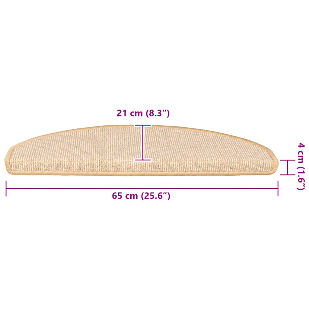 Stair Mats 15 pcs 65x21x4 cm Cream Half Round Large